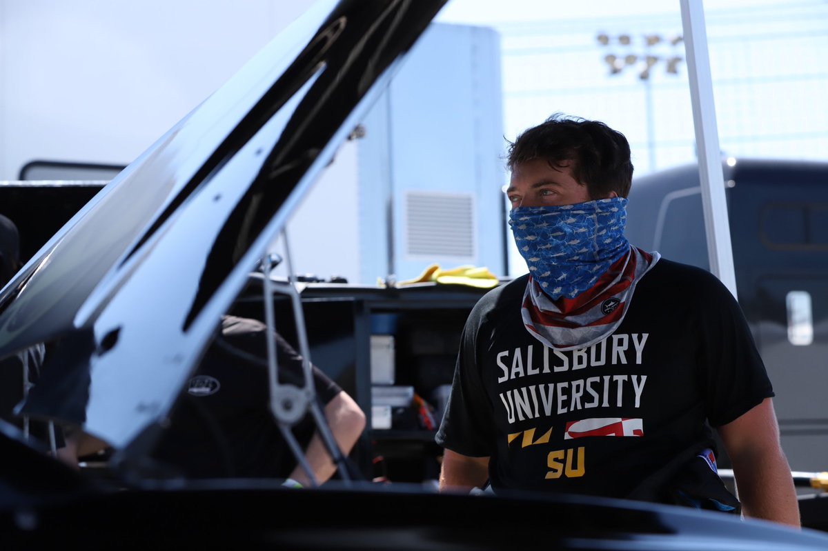 DDodson_'s tweet photo. Rocking some @SalisburyU gear underneath the firesuit in tonight’s @ARCA_Racing race. 🤟

Live coverage from Irwindale, California starts at 9pm EST on @NBCSports App! https://t.co/NDMVTdrnRC