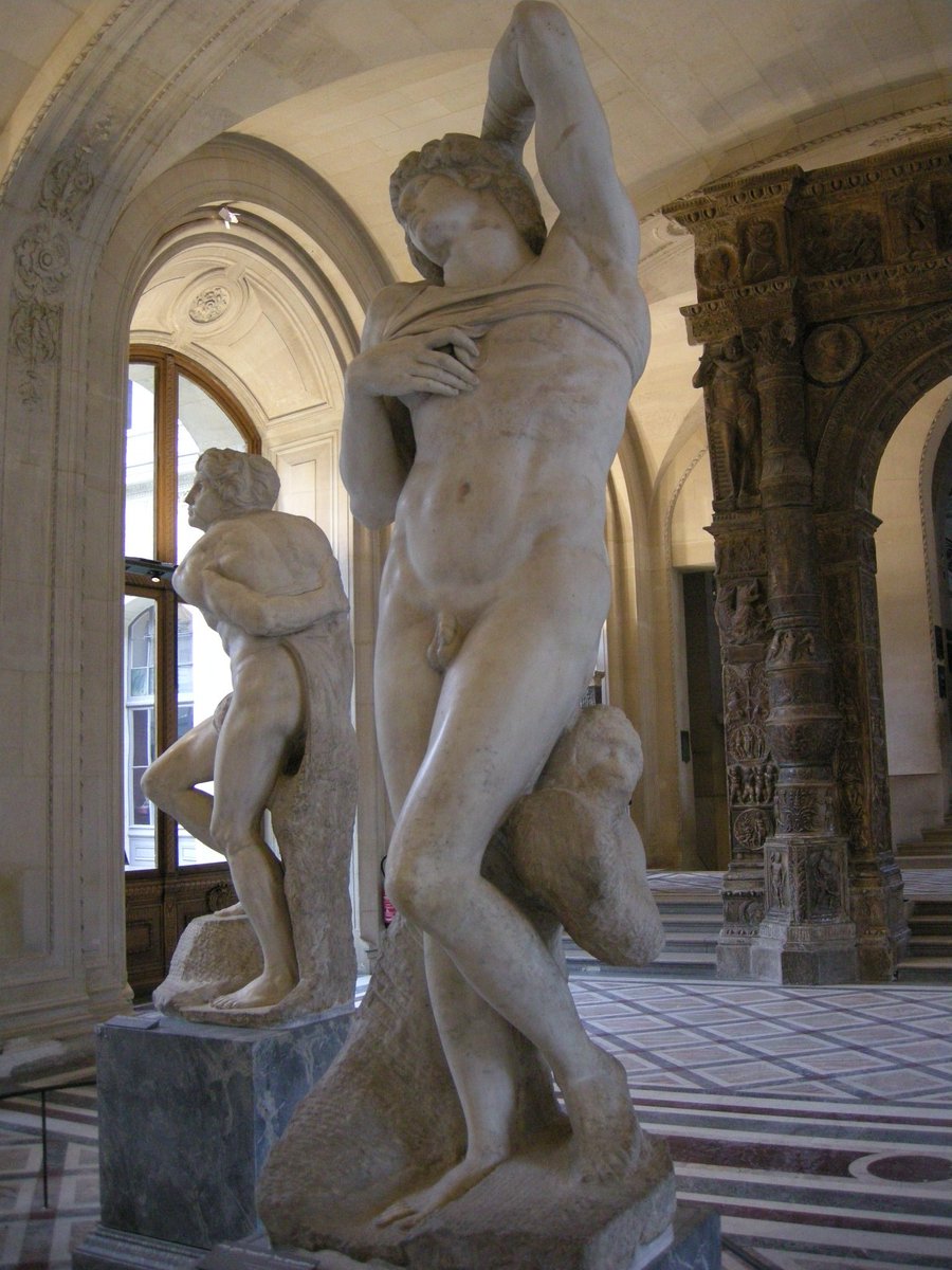 19/ "L'esclave mourant" de Michel-Ange (1513-1516), exposé au Musée du Louvre. Rohan Au Louvre, Hirohiko Araki (2010).