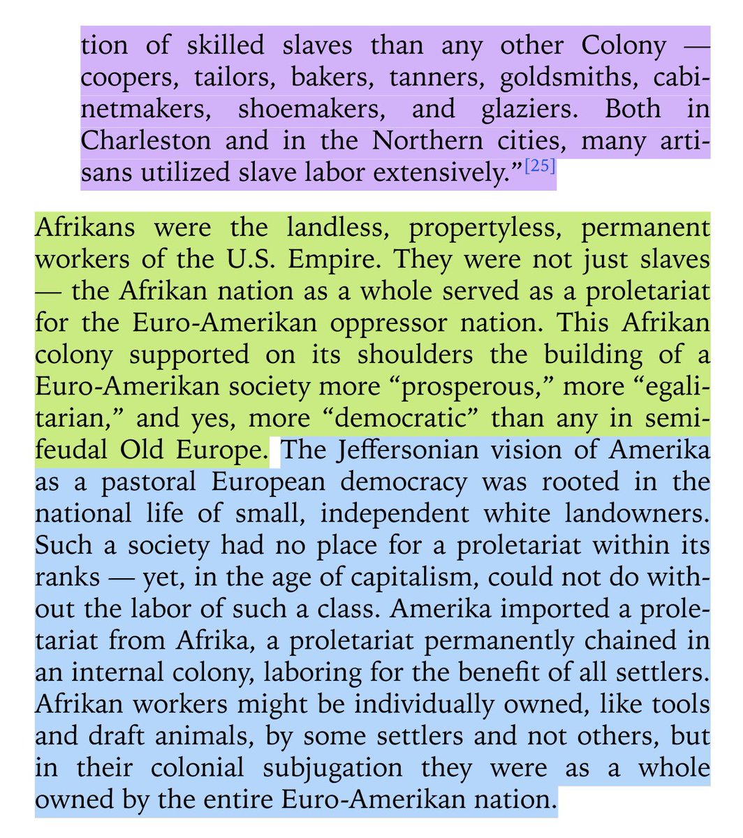 “afrikans were the landless, propertyless, permanent workers of the U.S. Empire. they were not just slaves — the afrikan nation as a whole served as a proletariat for the euro-amerikan oppressor nation.“—j. sakai,  http://readsettlers.org 