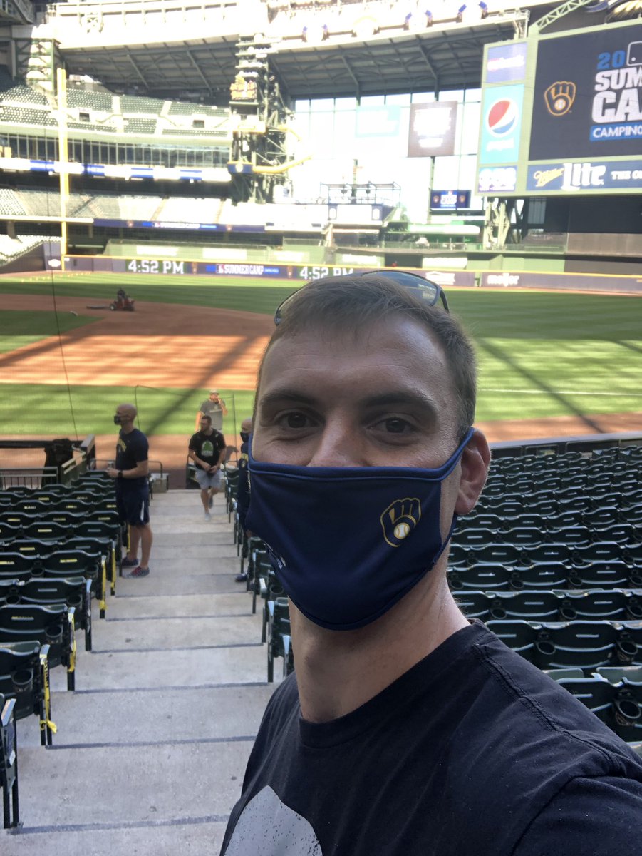 bruter24's tweet photo. We are wearing our masks at Miller Park to keep each other and the community safe! Please do the same! #WeAreAllIn @Brewers https://t.co/WeUmbhgq47