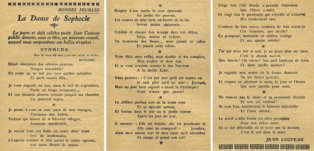 Frecuentó los salones y conoció a Catulle Mendès, Anna de Noailles, Jules Lemaître, Edmond Rostand y Marcel Proust.Al mismo tiempo publicaba _La Lampe d´Aladin_ (1909), _Le prince frivole_ (1910) y _La Danse de Sophocle_ (1912).Serguei Diaguilev y Stravinsky le señalaron que
