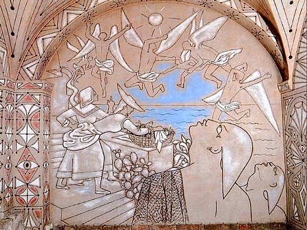 En sus últimos años se dedicó también a la actividad pictórica, realizando la decoración de diversas iglesias en la Costa Azul (Fréjus, Villefranche-sur-Mer, alcaldía de Menton).