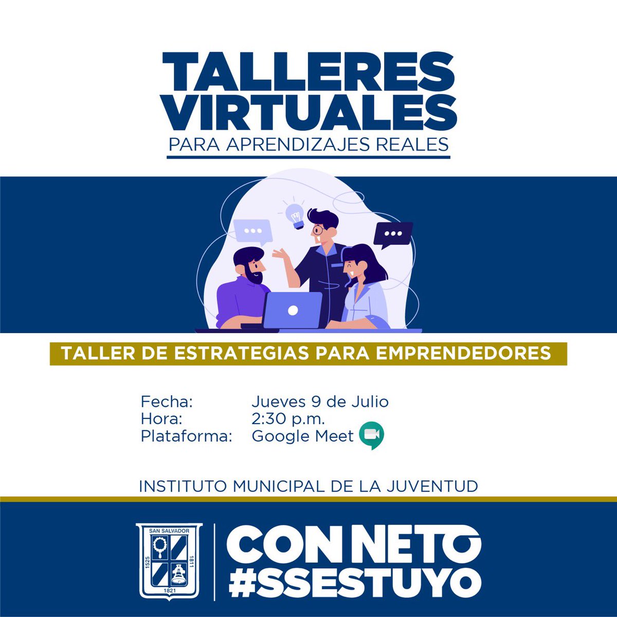 imj_sansalvador's tweet photo. La educación en San Salvador no para, gracias a @emuyshondt contamos con cursos de formación en modalidad virtual.

Haz click en el formulario y participa en nuestro "Taller de Estrategias de Mercadeo para Emprendedores".👇🏼

https://t.co/uyk11dvch6…

#SSesTuyo 
#QuedateEnCasa https://t.co/eRVMxOLBEd