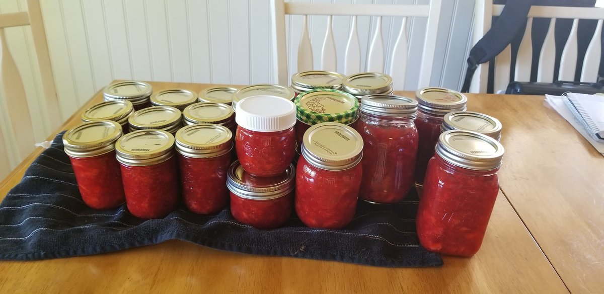 NatRunr's tweet photo. Thanks @HerrlesMarket for all the delish local strawberries.  Made 24 jars of freezer jam.  Yummy!! #eatlocal #Strawberries https://t.co/0d7WBvdFRe