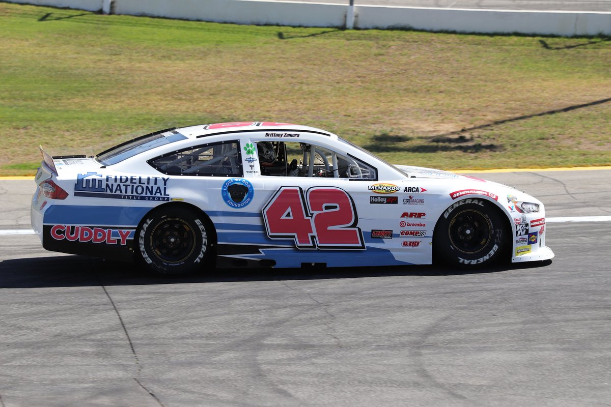 TNh2oboy's tweet photo. The @welovecuddly #42 car looked real good in practice. @Brittneyz52 and the Jefferson Racing team made good changes to the car getting Brittney feeling real comfortable. Up next will be qualifying at 3:45PT.  .  @Irwindale_Spdwy  #ARCAWest #ENEOS125 #racingforrescues https://t.co/QPCwQgH33G