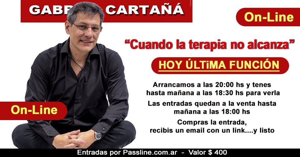 HOY ÚLTIMA FUNCIÓN 
Sábado 4 - passline.com/eventos/cuando…
*Se habilita a las 20:00 hs y tenes hasta las 18:30 de mañana para verla
*La obra cuenta con Interprete en LSA (Lengua de Señas Argentina) 
<a href="/cartanagabriel/">Gabriel Cartaña</a>