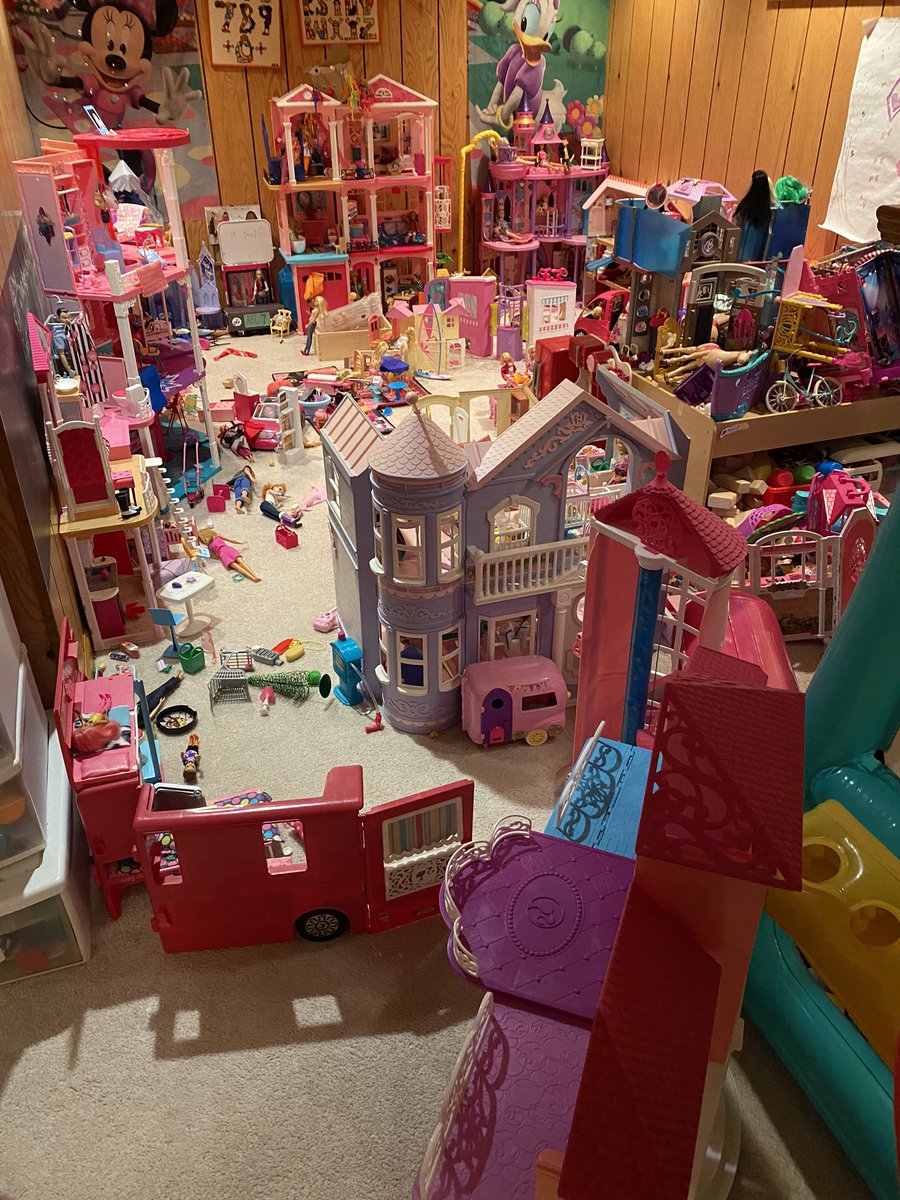erinmb's tweet photo. @mattel Challenging you to find anyone with more Barbie stuff than us ... insanity! My girl loves her Barbies and so do I - it’s the one main thing we do together! https://t.co/CDbBQQyNgL