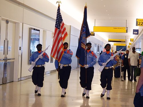Jackspannah80's tweet photo. HAPPY INDEPENDENCE DAY AMERICA! 🇺🇸🇺🇸🎇🎇🎇💥The JFK Blue Network Color Guard  &amp; T5 Quarantine Canteen! https://t.co/ya8VcJkM3d