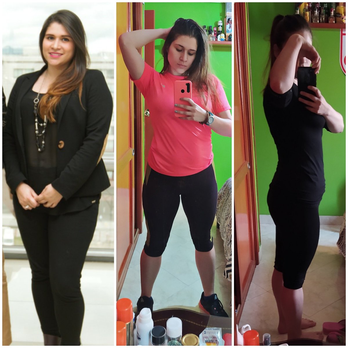 Natt_2805's tweet photo. Estoy muy feliz de este logro (aún falta, lo sé) pero me siento muy orgullosa de los avances 🥰 tres años y un par de kilos extras 🤣 separan la primera foto de las otras dos. 🙊#constancia #cuarentenastyle https://t.co/xzyAXtmebP