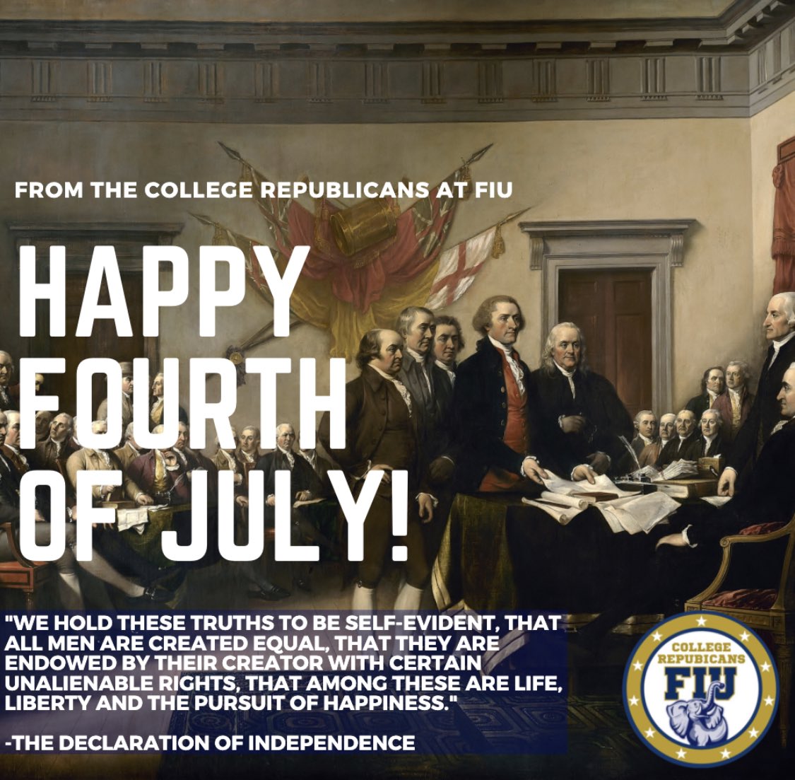 GOPFIU's tweet photo. Happy 4th of July folks!🥳🇺🇸🇺🇸🇺🇸
Today we celebrate this great country’s 244th birthday! May God continue to bless our great nation!
.
.
#FIUGOP #CollegeRepublicans #FLGOP #PawsUp #VivaLaPanthers #PantherMafia #MiamiDade #ProudRepublicans #4thofJuly #IndependenceDay https://t.co/8GWwLqudNb