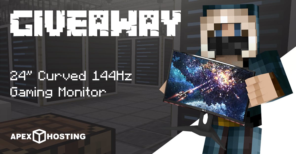 apexhosting's tweet photo. We're back with another amazing giveaway for the month of July!

Enter below for your change to win an AOC 24" Curved Monitor (144hz)!

https://t.co/D2YlUDuYCR
#Minecraft #MinecraftServer https://t.co/3QShPH62s1