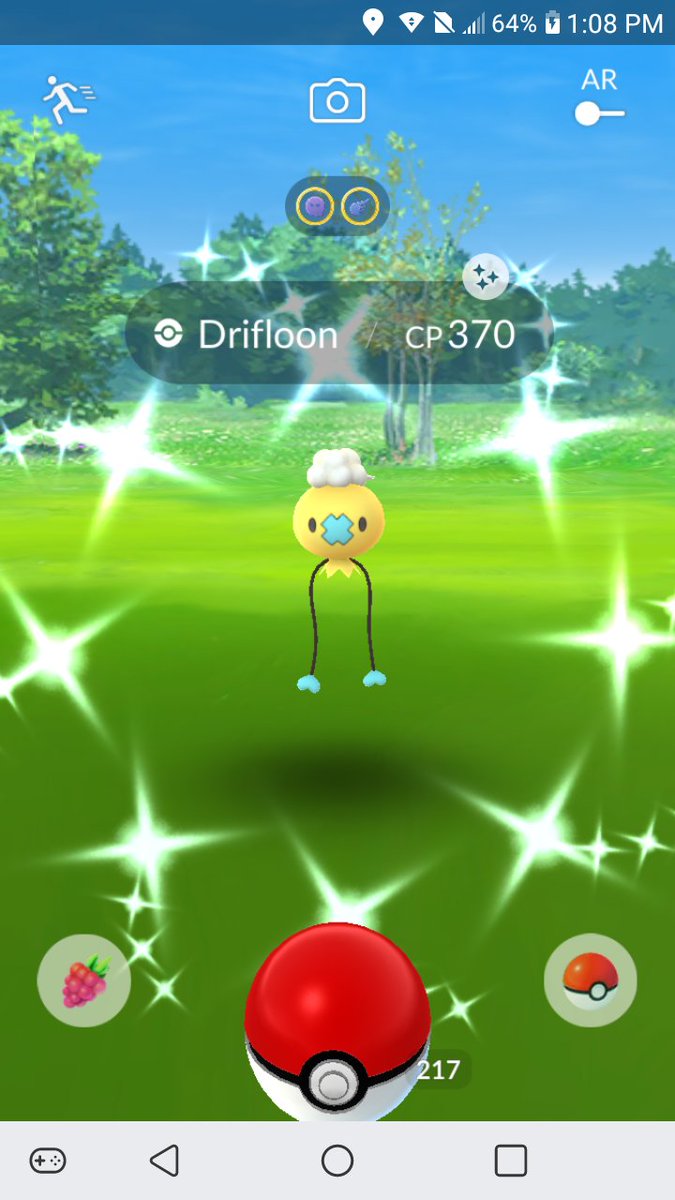 PokeyManActor's tweet photo. I caught my third shiny Drifloon 2day on Independent Days here in the USA. #shiny #thirdshiny #shinydrifloon #pokemon #PokemonGO #shinyghost #shinyyellow https://t.co/ZGLP18orSC