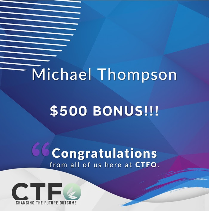 A HUGE thank you from all of us at CTFO for all of your hard work and dedication! Congratulations on earning the $500 Rank Bonus for the rank of $5K Executive Manager! #ctfo #cbd #hemp #marijuana #MedicalMarijuana 
Join now for free marijana.myctfo.com/join.html