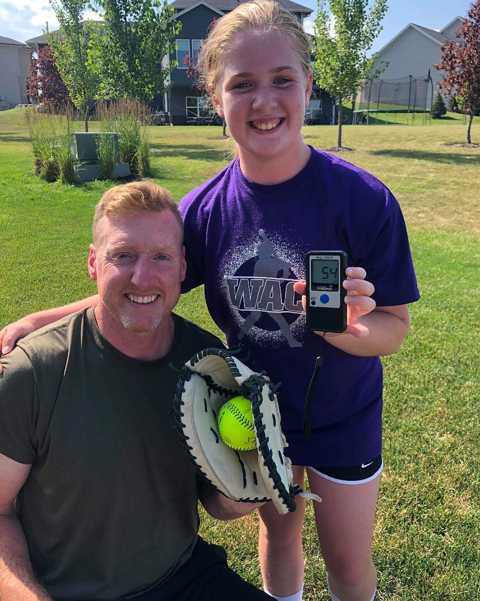 BTFastpitch's tweet photo. New high speed for Sophia today - 54mph on the 4th of July! Love seeing that smile today and always kiddo! 💪🙌😁 #10U #2028 #flamethrower #powerpitcher #hardworkSHOWINGup #doingwhatsheLOVES #theSMILEsaysitall https://t.co/TdxD6suYUU