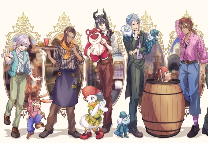 ツイステ生徒×ディズニーランドキャスト
 #ツイステファンアート 