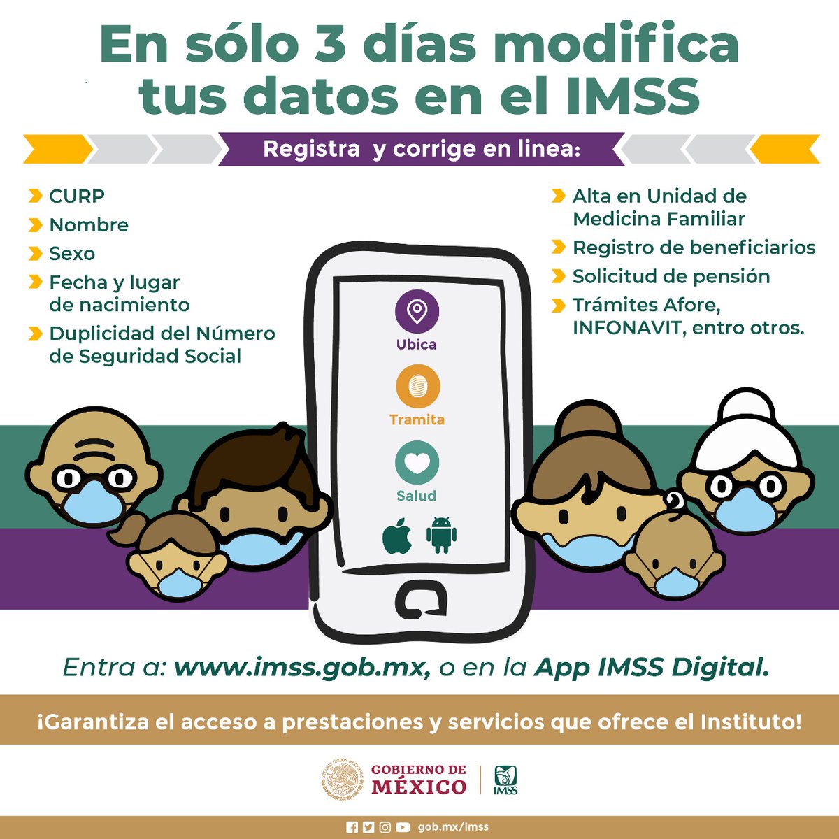 Tu_IMSS's tweet photo. ¡Trámites sin salir de casa!

Verifica que tus datos estén actualizados, ya que para la prestación de sus servicios el #IMSS verifica que se cuente con los datos correctos, actualizados y debidamente registrados de las y los asegurados y beneficiarios.

👉https://t.co/MkM7uj17xe https://t.co/flMmNhRdJu