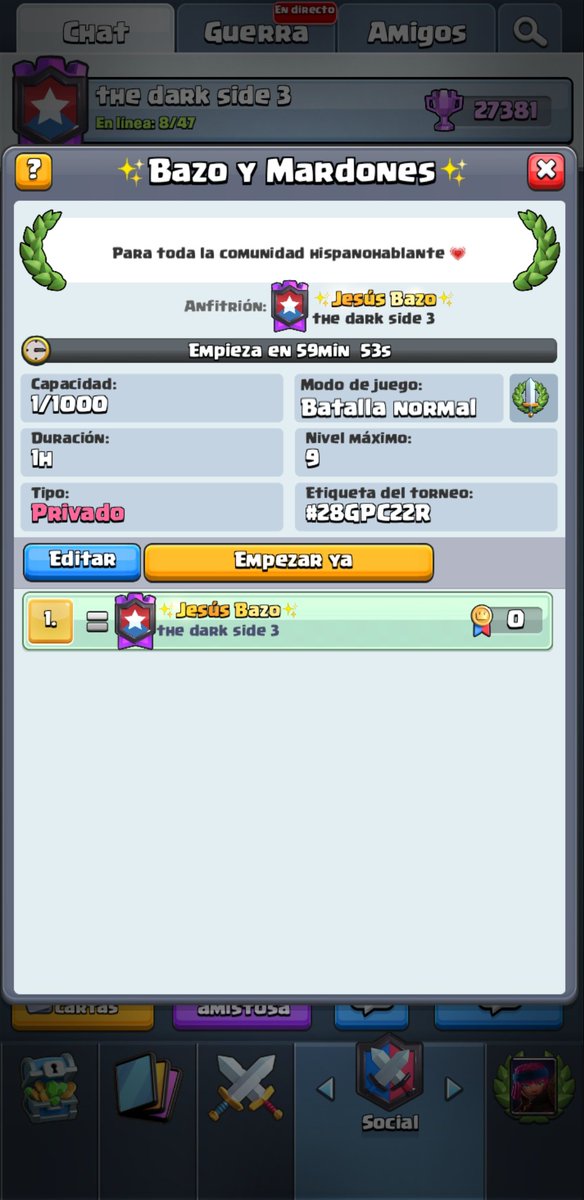 Contraseña: VIVALAVIDA23
   les llegará una notificación cuando comience 🤘. Difundan 💗