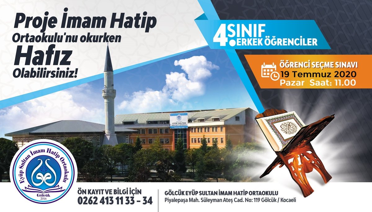 2020-2021 eğitim öğretim yılı ön kayıtlarımız devam ediyor.
golcukeyupsultanihoo.meb.k12.tr
#EyupSultanİhoo
#GölcükMEM
#HafızİHO 
#HafızMeb