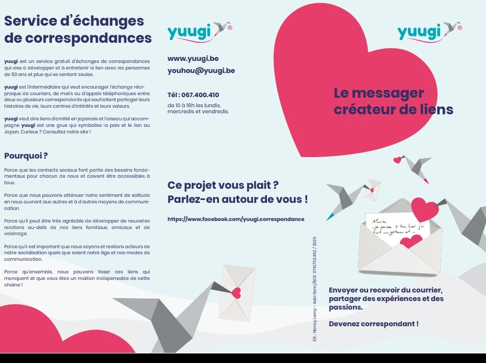 XpressBE's tweet photo. Action des #CPASbe wallons au profit des personnes isolées de plus de 50 ans.
Échange de correspondances (postales ou électroniques). Avec des personnes de tous âges.
"YUUGI, nouveau service destiné aux personnes âgées isolées en MRS ou à domicile"
https://t.co/TRZ2ywMx0B https://t.co/xhdq0iUf0s