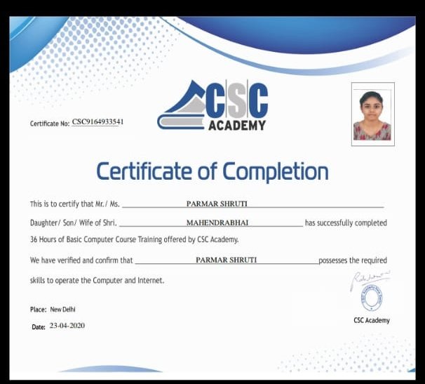 dc_and_csc's tweet photo. #CSCgujratdivas
@CSCGujarat
@CSC_Guj_Rohit
@anil_csc
BCC certification by VLE Jayvadan Pandya at Csc Acedemy center... https://t.co/Qe4xpZG4Bw