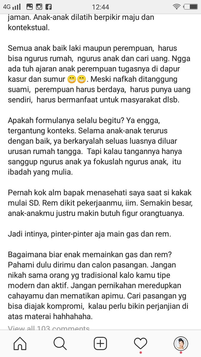 Pesan alm bapak ibu pas saya masuk usia 20.

Sebelum nikah, pahami dulu dirimu dan calon pasangan. Jangan nikah sama orang yg tradisional kalo kamu tipe modern dan aktif. 

Jangan pernikahan meredupkan cahayamu dan mematikan apimu.