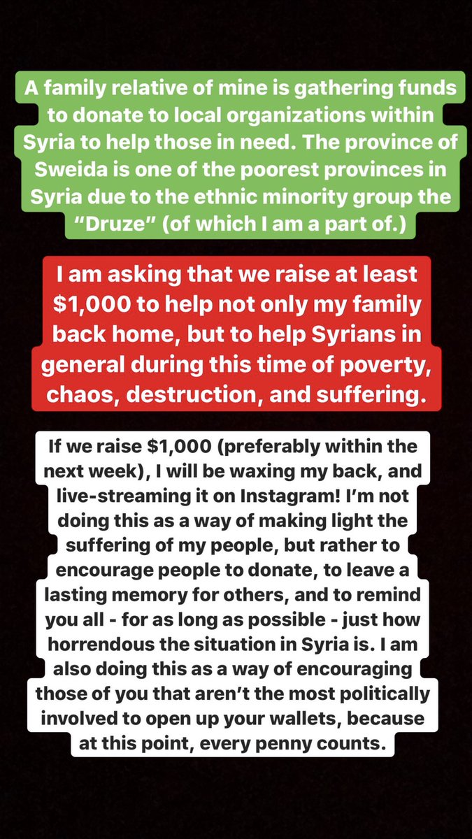 ja_jar99's tweet photo. If y’all wanna see with me with a waxed back AND see the live process, step right up and start donating! Fr tho, all proceeds go to the Syrian people, and I would greatly appreciate your help everyone! https://t.co/pXGGiRSm6I