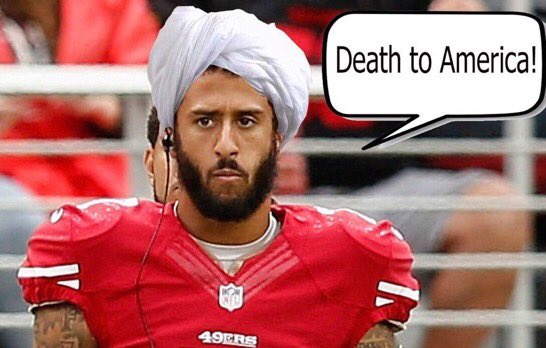 JonJBurrows's tweet photo. @DailyCaller That sorry SOB hates America.
What a creep. #ColonKaepernick #ColonoscopyKaepernick #ColinKaepernick https://t.co/MhamwlvoIO
