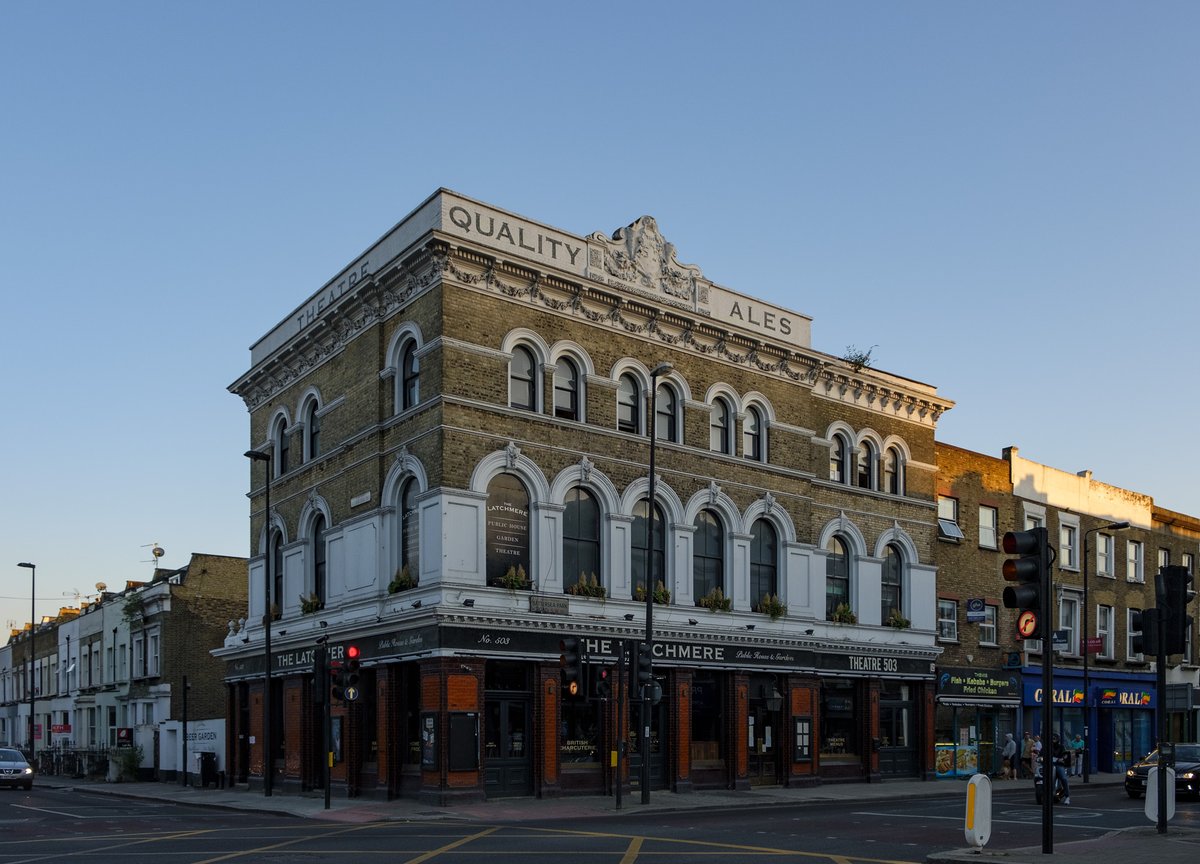 The Latchmere - Battersea is a favourite of my housemates, with apparently a nice garden out back. What a mix of materials with those glazed tiles on the ground floor and the second story highlighted by white paint, all topped by an exuberant cornice.