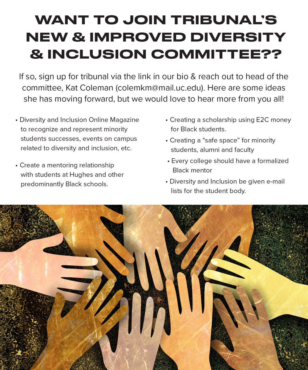 Read below to find out how you can get involved with DAAP Tribunal’s Diversity &amp; Inclusion Committee!!
