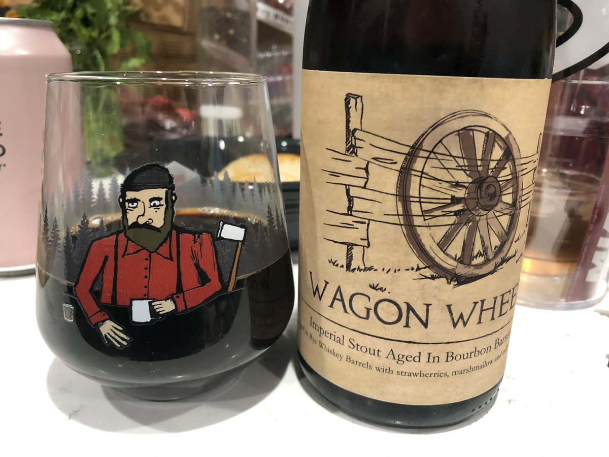 Happy birthday one final time to @TheIceyGlaceon. This is the last of three birthday beers I will send you today. 

Wagon Wheel by @BanginBanjoBrew 

Imperial stout aged in rye whiskey barrels eith strawberries, marshmallow and milk sugar.