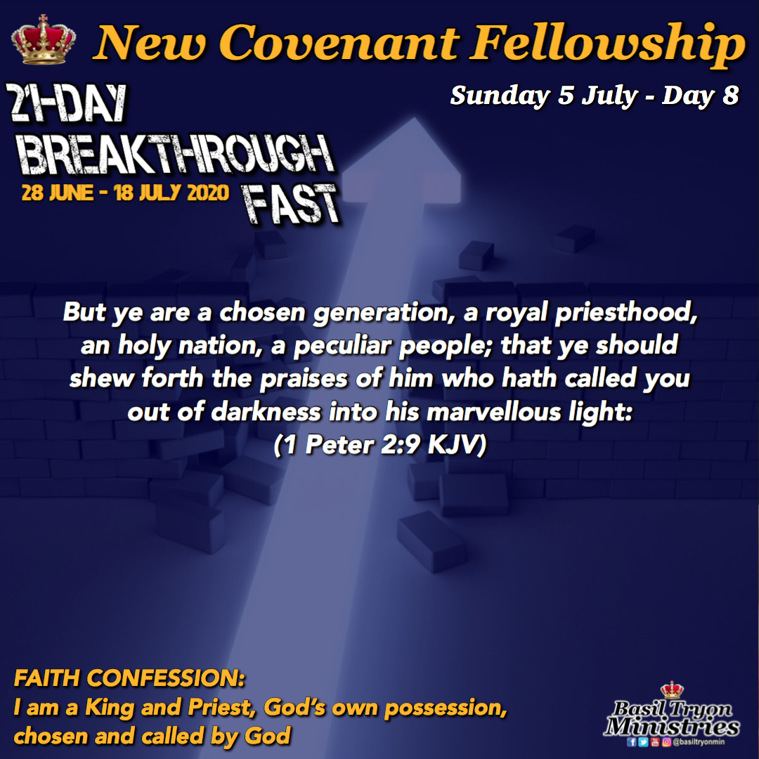 basiltryonmin's tweet photo. #BreakthroughFast - Day 8 (1 Peter 2:9)
FAITH CONFESSION: I am a King and Priest, God’s own possession, chosen and called by God
#RAK #BTM #NCF #21days #Breakthrough #Fast #Prayer #corporatefast #Day8 https://t.co/qOGSSkoSe7