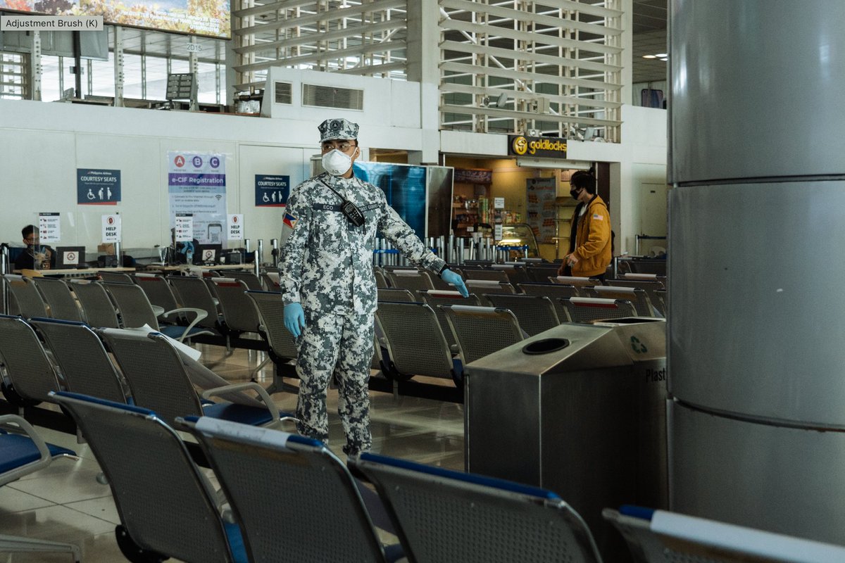 The Philippine Coast Guard ushered us into a briefing area in the departures area of NAIA Terminal 2. The departures area has been turned into a COVID-19 testing site for arrivals.