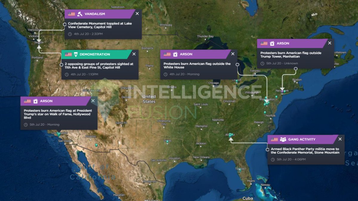 IFNorthAmerica's tweet photo. 🇺🇸: #AntiAmerican and #LeftWingExtremist activity has occurred across the USA on #July4th2020.
- Armed #BlackPanther members at Stone Mountain;
- #Flagburning at the #WhiteHouse, #TrumpTower & #HollywoodWalkofFame.
@IntellFusion
https://t.co/CYQfEUhIxD https://t.co/6Lbng7upL7