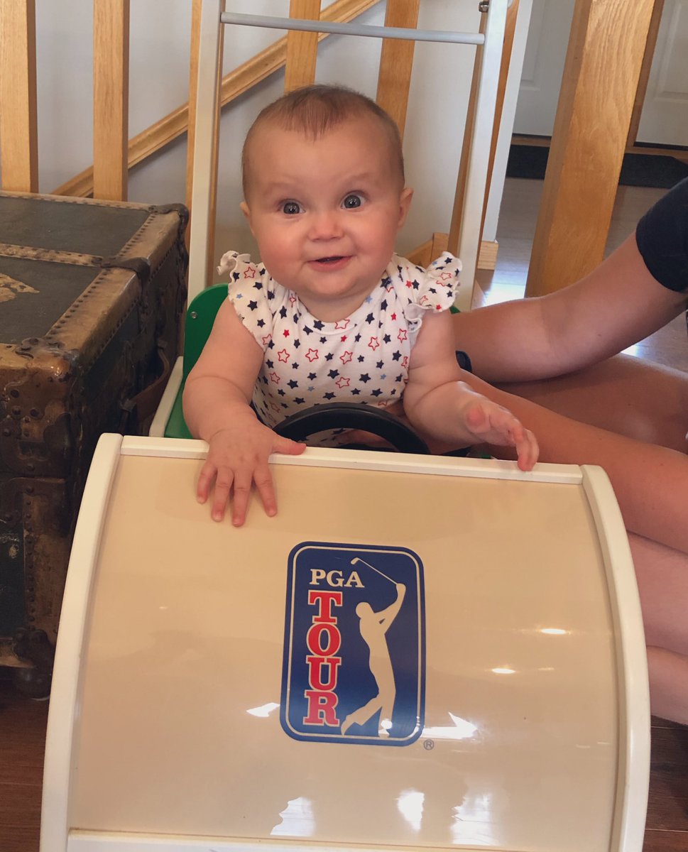 mrchuckkopel's tweet photo. .@PGATOUR this little girl is very excited to watch @b_dechambeau hit bombs every week and this rocker is the best seat in the house! Safe to say you have a fan for life #futuretourstar  #TaylorMay @MrsCoachSowa https://t.co/AmHZknuhUd
