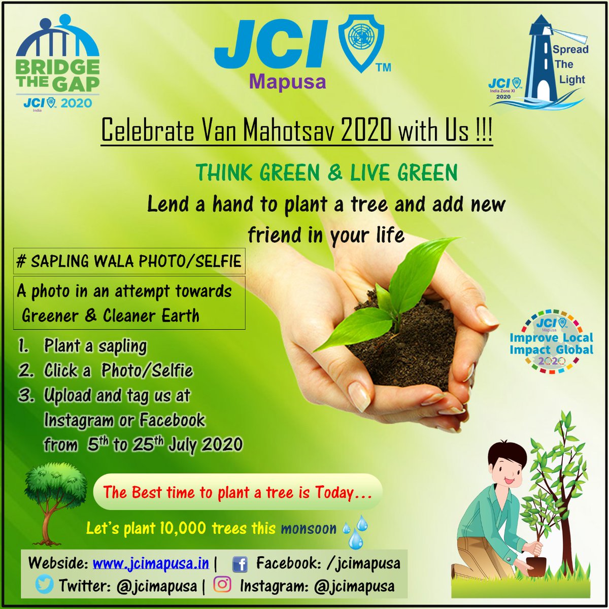 JciMapusa's tweet photo. Let's take Step towards making Nature Green and Beautiful Again ❤️ Plant a Tree 😋 #VanMahotsavWeek #GoGreen https://t.co/iMdfjxNl2q