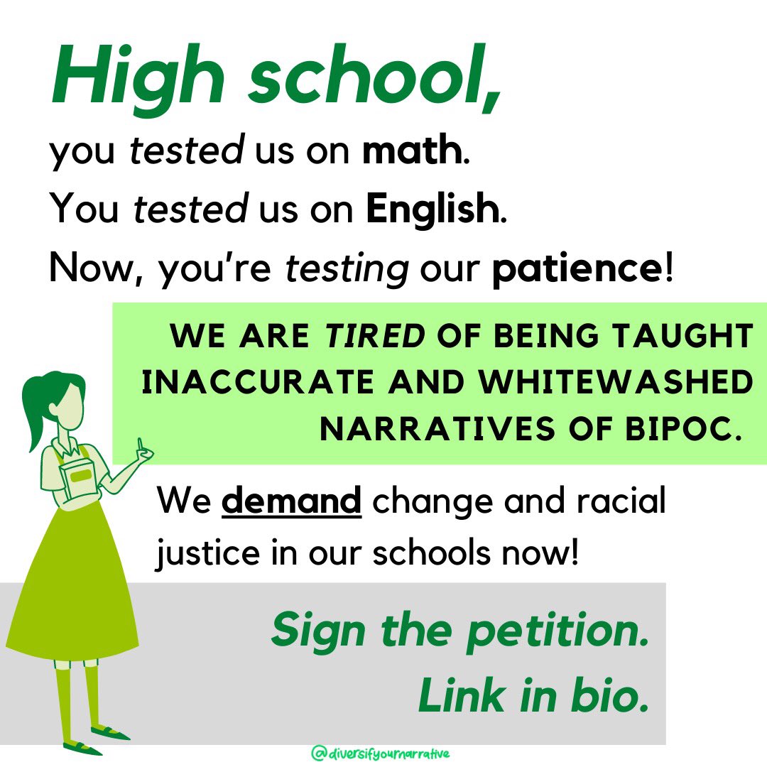 TheDONCampaign's tweet photo. We demand Anti-Racist text in our curriculum! SIGN AND SHARE THE PETITION (LINK IN BIO)! Become a DON Organizer for your community (LINK IN BIO)
#blacklivesmatter #blm #acab #DONCampaign #education #teachers #students #justiceforrobertfuller #sayhername #culture #POC #juneteenth https://t.co/X47JRH3RVo
