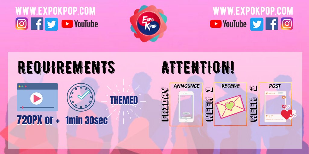 ExpoKpop's tweet photo. The only goal is to HAVE FUN.
All cities and countries are allowed, this STAGE I is 100% ONLINE.
Most liked videos are going to be in the weekly TOP3 podium. #EXPOCHALLENGE #ExpoKpop2020 #ExpoKpop #KpopBeyondSenses #KPOP #Dance #Vocal #Cover #Fans #Event #Evento #Argentina #Chile https://t.co/i2Q9DZuPnx