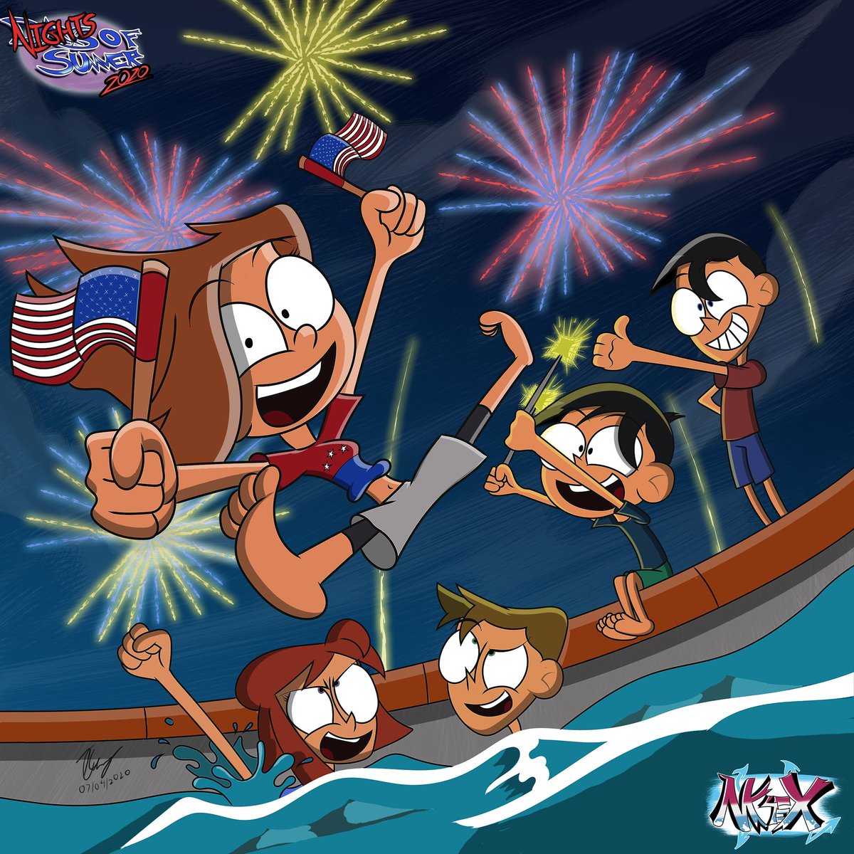 Kenny_G45x's tweet photo. BRAND NEW ART!

Nights of Summer 2020: Enjoying the Show w/ the Shepards and Friends

Happy 4th of July, my fellow yankee doodles! 

Finally finished this one! Guess I can say I topped last year's drawing.

#mk45x #RileyTanner #MaxShepard #KenShepard #IzzyCallaghan #TommyBecker https://t.co/jn6RZd3QoV