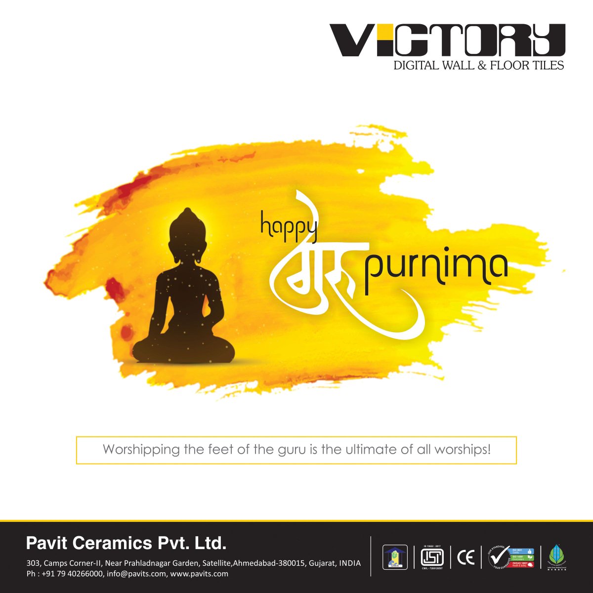 victoryceratech's tweet photo. Be grateful for who made you meet yourself.
Today is a day to thank, be humble and smile.
𝐇𝐚𝐩𝐩𝐲 𝐆𝐮𝐫𝐮 𝐏𝐮𝐫𝐧𝐢𝐦𝐚!

#victoryceratech #vpjgroup #tiles #tilesdesign #gurupurnima #guru #GuruPurnima2020 https://t.co/chUtPss4PZ