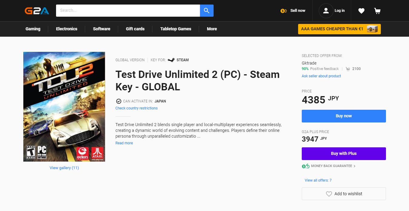 テイルス 彡 Tdu2 Pc版 現在steamから直接購入することはできませんが G2aなどでsteam Keyを購入すればダウンロードできるようです プレイに必要なcd Keyの確認はsteamのライブラリからtest Drive Unlimited 2を右クリック 管理 Cdキーで表示でき