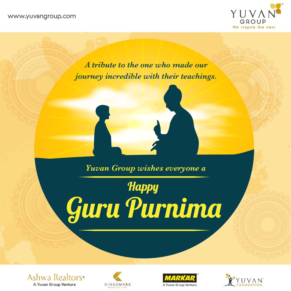 yuvangroup_2014's tweet photo. A big thank you to the one who helped you to be a better person. Happy Guru Purnima.

#YuvanGroup #AshwaRealtors #Markar #Kingsmark #YuvanFoundation #HappyGuruPurnima #HappyGuruPurnima2020
#lifecoach #Guru #Mentor #Teachings #Life #Respect #Gratitude #Love https://t.co/6LD5WqWlmm