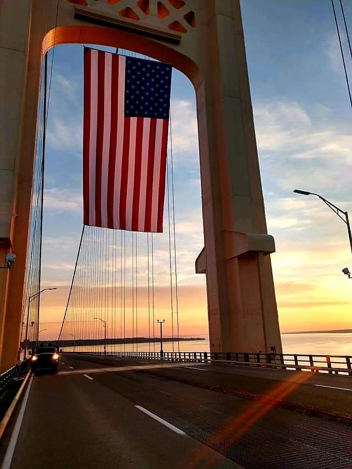 CooksonBridge's tweet image. Happy Independence Day from Michigan’s beautiful Mackinac Bridge.