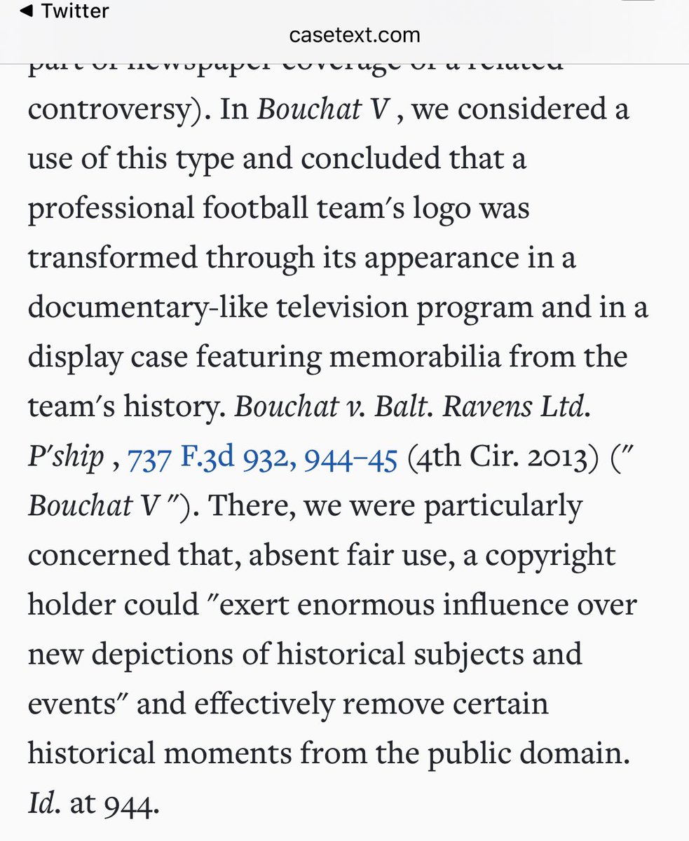 Brammer involved the wholesale reproduction of a photograph for a tourism listing The 4th Circuit ruled that wasn't a fair use under copyright law, and it distinguished that versus other things that are fair use in the 4th CircTake a look, then compare to the infringing tweet
