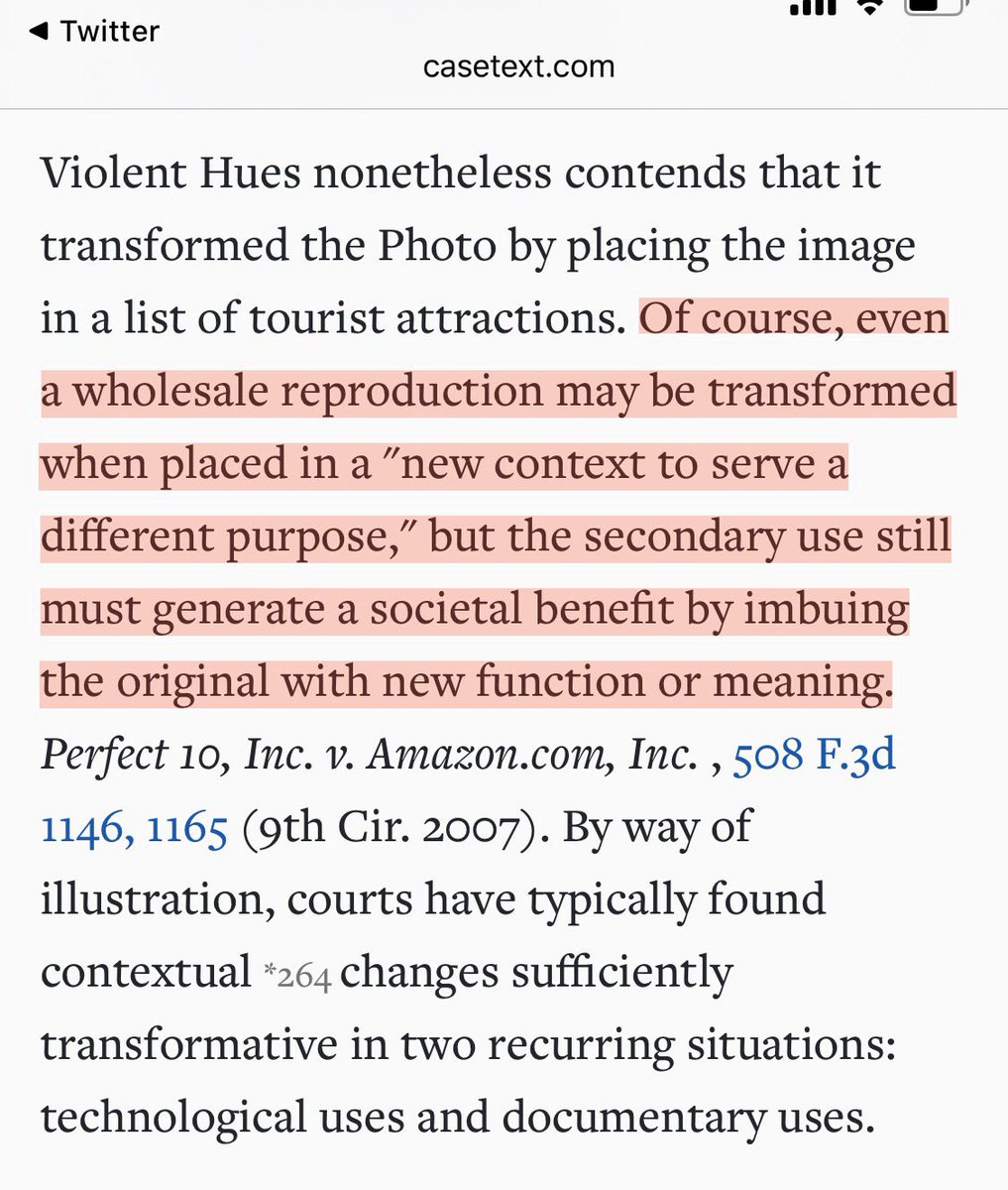 Brammer involved the wholesale reproduction of a photograph for a tourism listing The 4th Circuit ruled that wasn't a fair use under copyright law, and it distinguished that versus other things that are fair use in the 4th CircTake a look, then compare to the infringing tweet