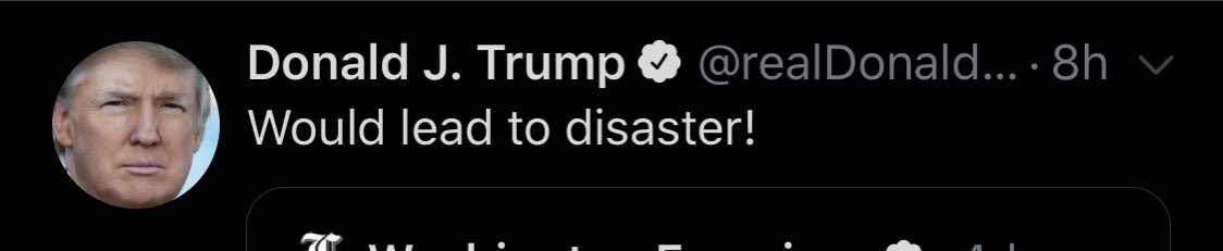 RaelynnHeinitz's tweet photo. @realDonaldTrump Would lead to disaster! https://t.co/H6gUj5XmE2
