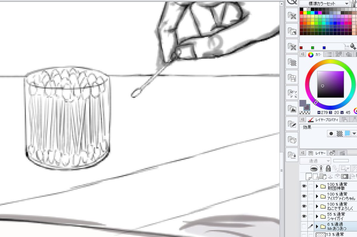 綿棒をちまちま描く作業 