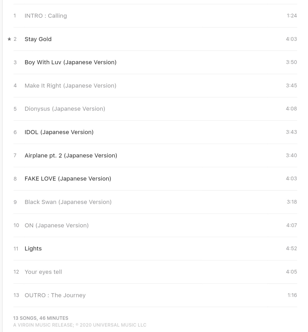 btschartdata's tweet photo. 'MAP OF THE SOUL: 7 - THE JOURNEY -' songs' length https://t.co/RoIFyY2Xyb