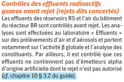 On a des contrôles à chaque étape et avant rejet, à chaque filtre etc…Les deux gros soucis de radioactivité viennent du carbone 14 et du tritium, quasi impossibles à trier, parce qu’ils SONT du carbone et de l’eau.