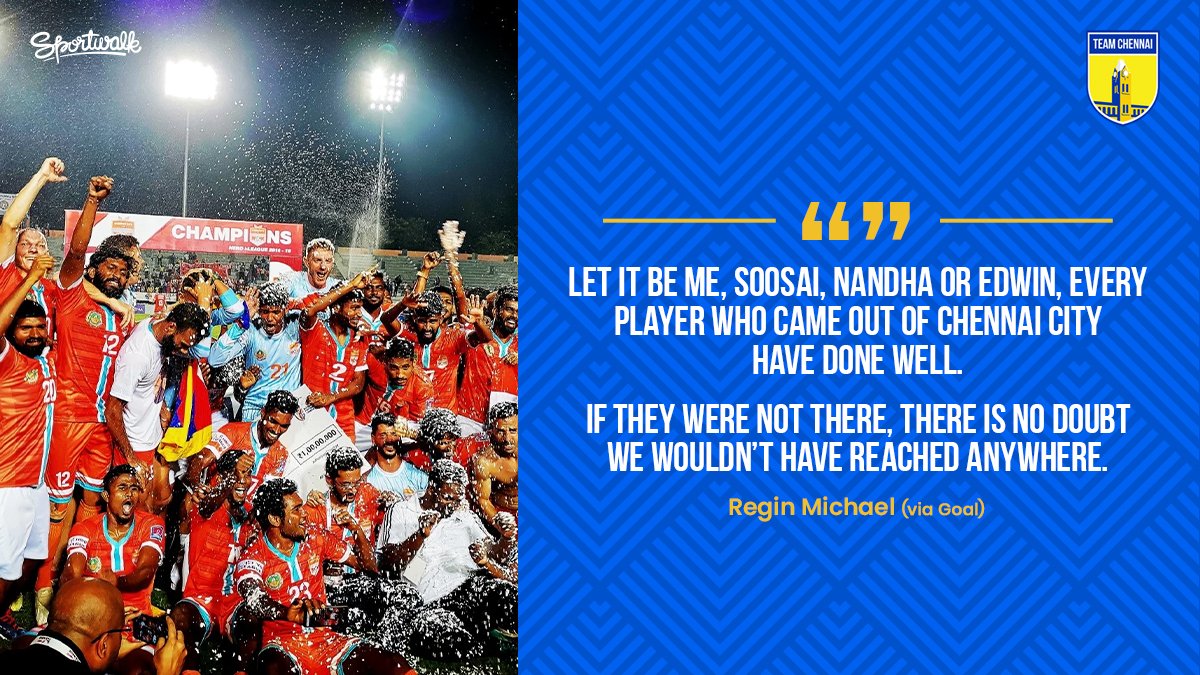 🤩 THE IMPACT OF CCFC! Regin Michael paid tribute to @ChennaiCityFC 's football philosophy!

📸 @ILeagueOfficial • #chennaiyinfc #odishafc #atkfc #india  #WeareCCFC #HeroILeague #ChennaiCityFC #CCFC #NammiTamizhagan #VeraLevelKichu #SingaNadaiPodu #TeamChennai #Sportwalk
