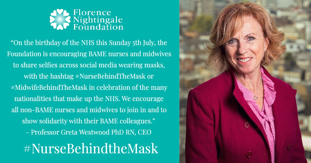 Florence Nightingale Foundation (@fnightingalef) on Twitter photo #HappyBirthdayNHS 🎉 #NurseBehindtheMask #MidwifeBehindtheMask #NHSBirthday #ThankYouTogether #FlorenceNightingale <a href="/westwood_greta/">Prof Greta Westwood CBE PhD Registered Nurse</a> #HappyBirthdayNHS 🎉 #NurseBehindtheMask #MidwifeBehindtheMask #NHSBirthday #ThankYouTogether #FlorenceNightingale <a href="/westwood_greta/">Prof Greta Westwood CBE PhD Registered Nurse</a>